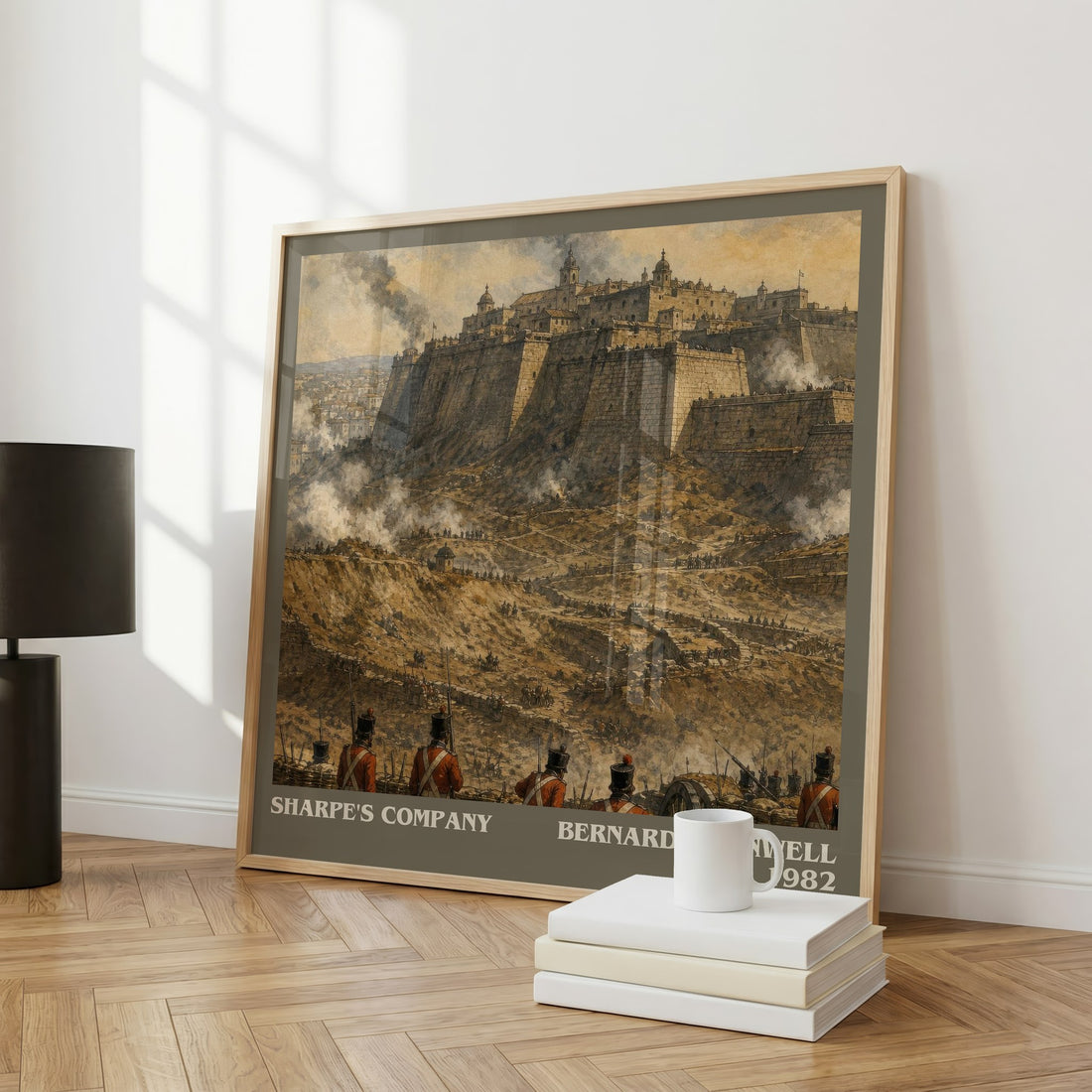 Sharpe's Company Literary Art Print by Bernard Cornwell – large square framed print leaning against a wall
