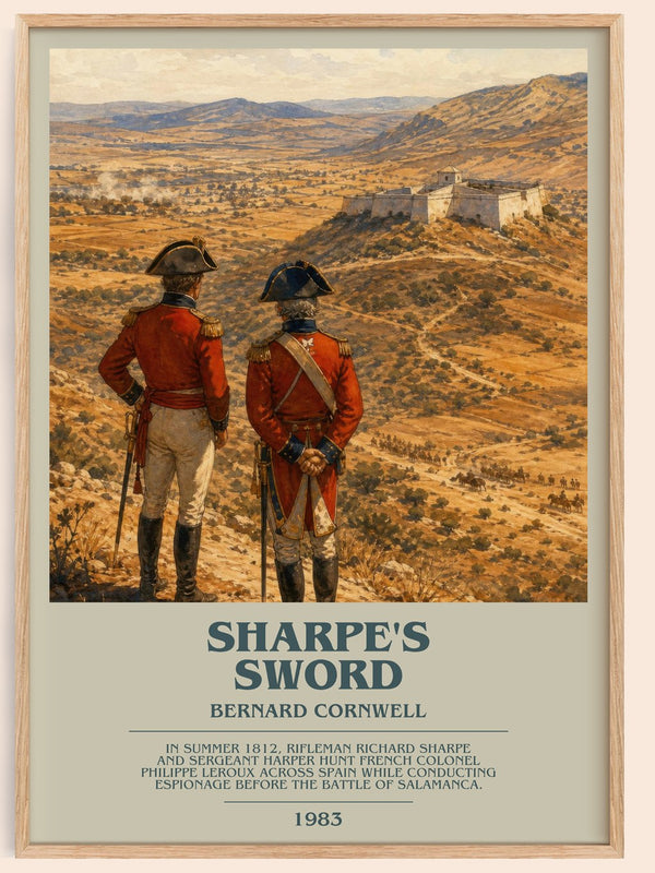 Sharpe's Sword bookish book poster by Bernard Cornwell – framed literary art print