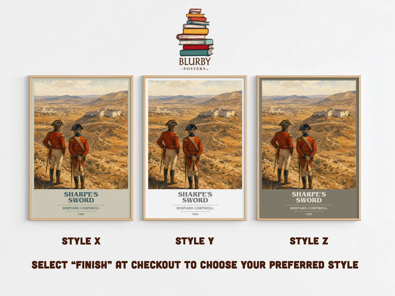Sharpe's Sword book cover print in frame leaning in hallway – historical fiction wall art
