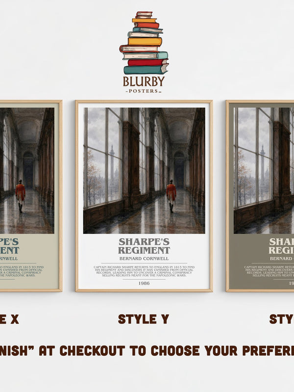 Sharpe's Regiment bookish print in frame leaning in hallway – historical fiction wall art