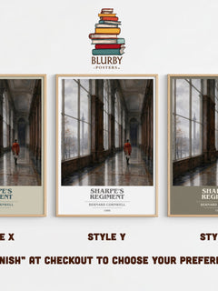 Sharpe's Regiment Book Cover Poster by Bernard Cornwell – Style X, Y and Z side by side – choose your finish