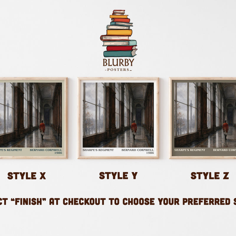 Sharpe's Regiment literary print in frame leaning in hallway – historical fiction wall art