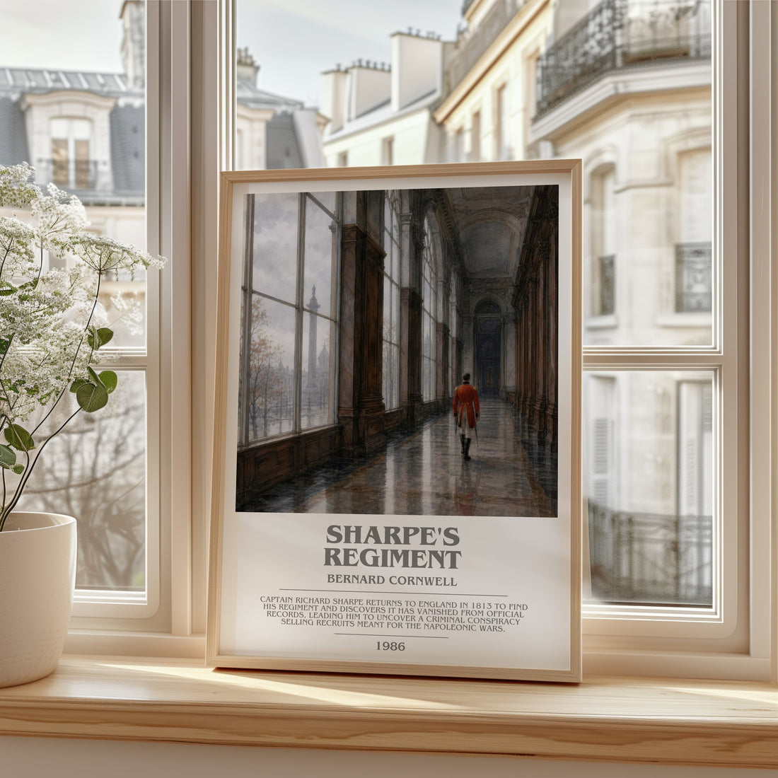 Sharpe's Regiment Bookish Wall Art by Bernard Cornwell – framed print by a bright window