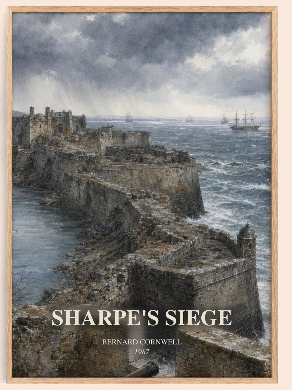 Sharpe's Siege watercolour book poster by Bernard Cornwell – framed literary art print
