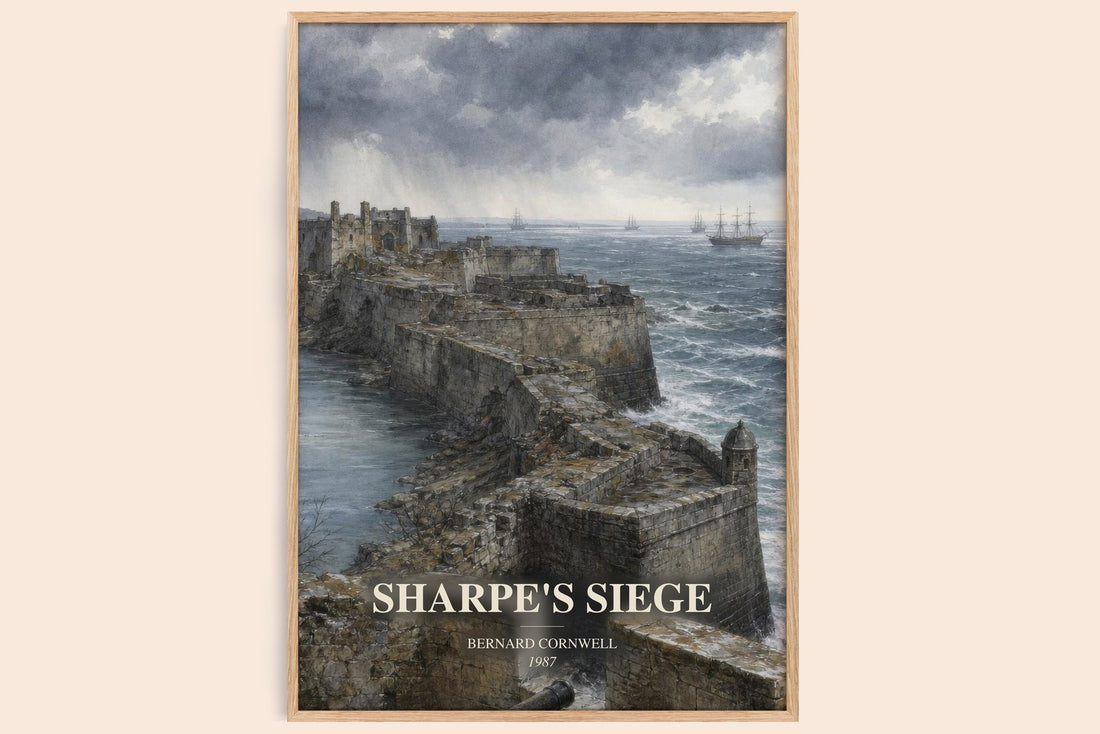 Sharpe's Siege watercolour book poster by Bernard Cornwell – framed literary art print