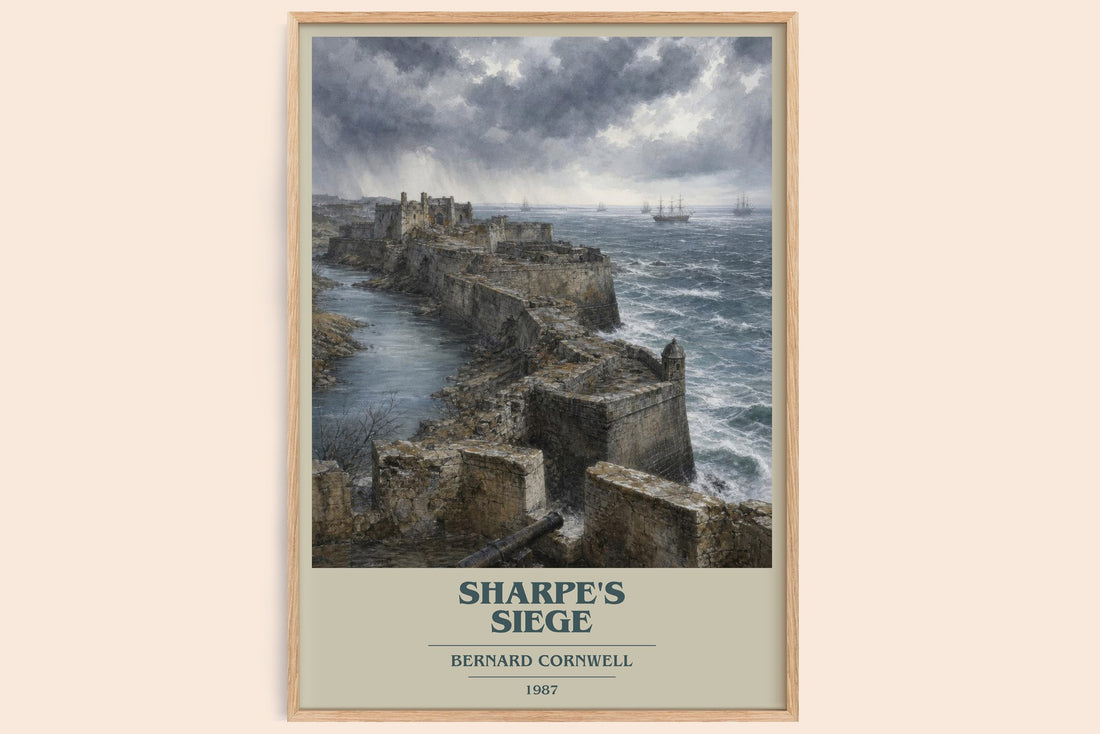 Sharpe's Siege book cover book poster by Bernard Cornwell – framed literary art print