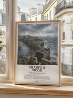 Sharpe's Siege Bookish Wall Art by Bernard Cornwell – framed print by a bright window