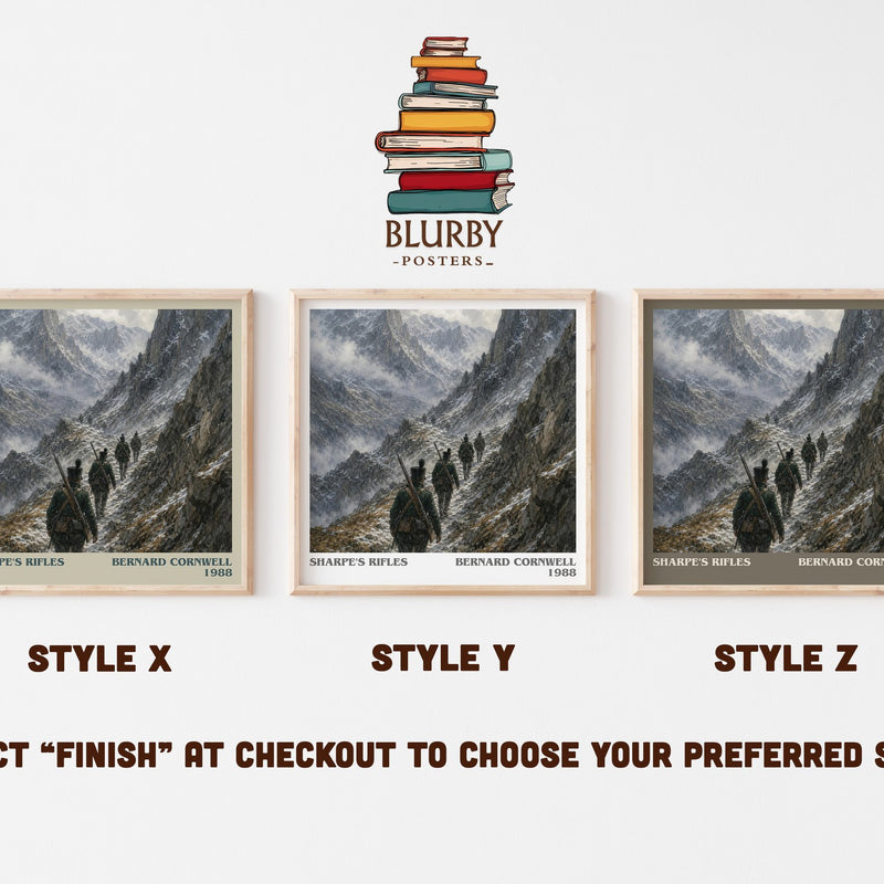 Sharpe's Rifles literary print in frame leaning in hallway – historical fiction wall art