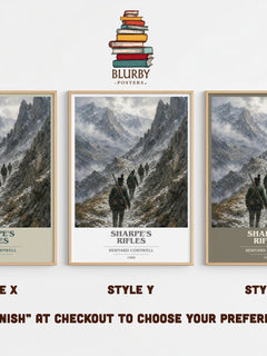 Sharpe's Rifles Book Cover Poster by Bernard Cornwell – Style X, Y and Z side by side – choose your finish
