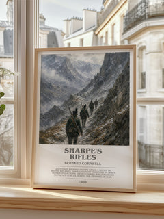 Sharpe's Rifles Bookish Wall Art by Bernard Cornwell – framed print by a bright window