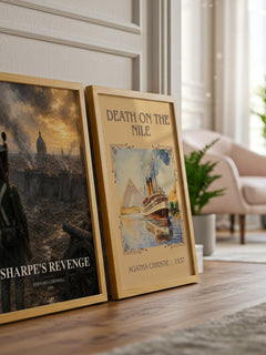 Sharpe's Revenge watercolour print framed by window – literary home decor