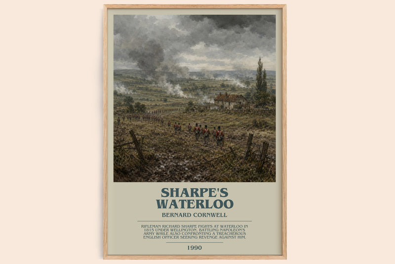Sharpe's Waterloo bookish book poster by Bernard Cornwell – framed literary art print
