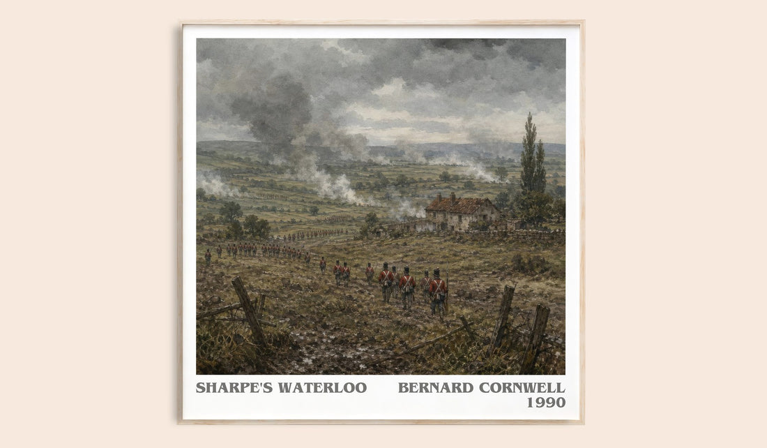 Sharpe's Waterloo literary book poster by Bernard Cornwell – framed literary art print
