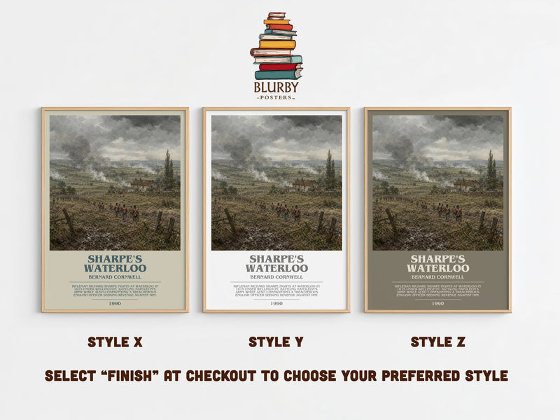 Sharpe's Waterloo bookish print in frame leaning in hallway – historical fiction wall art