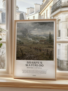 Sharpe's Waterloo Bookish Wall Art by Bernard Cornwell – framed print by a bright window
