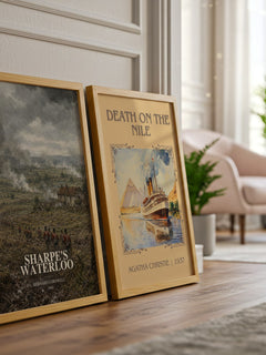 Sharpe's Waterloo watercolour print framed by window – literary home decor