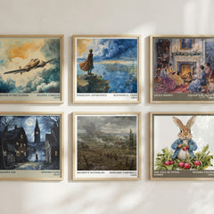 Sharpe's Waterloo Literary Art Print by Bernard Cornwell – square print in a six-frame gallery wall