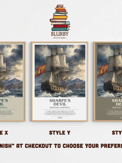 Sharpe's Devil Bookish Wall Art by Bernard Cornwell – Style X, Y and Z side by side – choose your finish