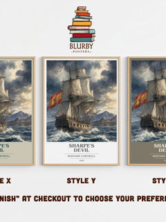Sharpe's Devil Book Cover Poster by Bernard Cornwell – Style X, Y and Z side by side – choose your finish
