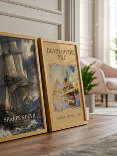 Sharpe's Devil watercolour print framed by window – literary home decor