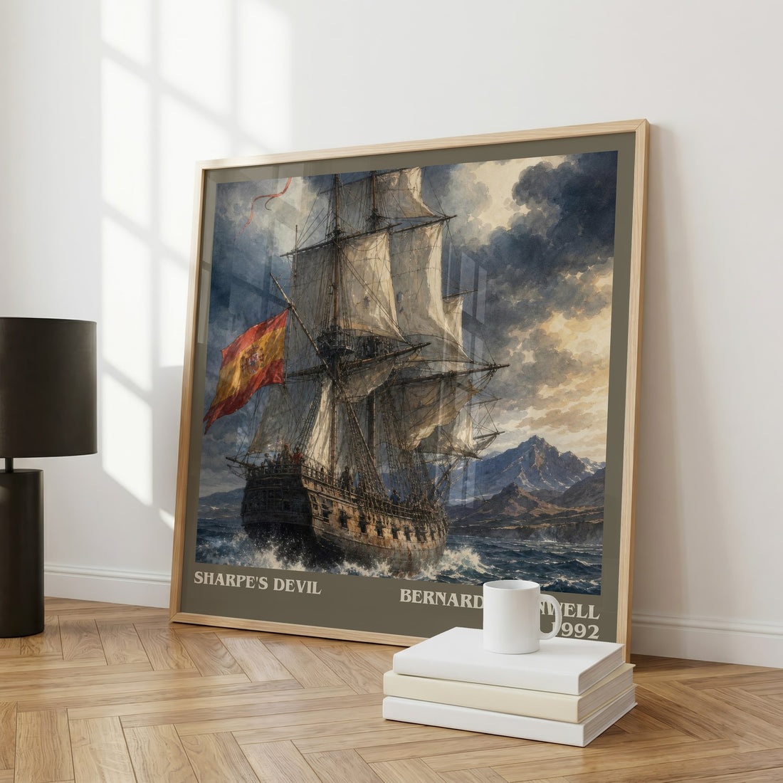 Sharpe's Devil Literary Art Print by Bernard Cornwell – large square framed print leaning against a wall