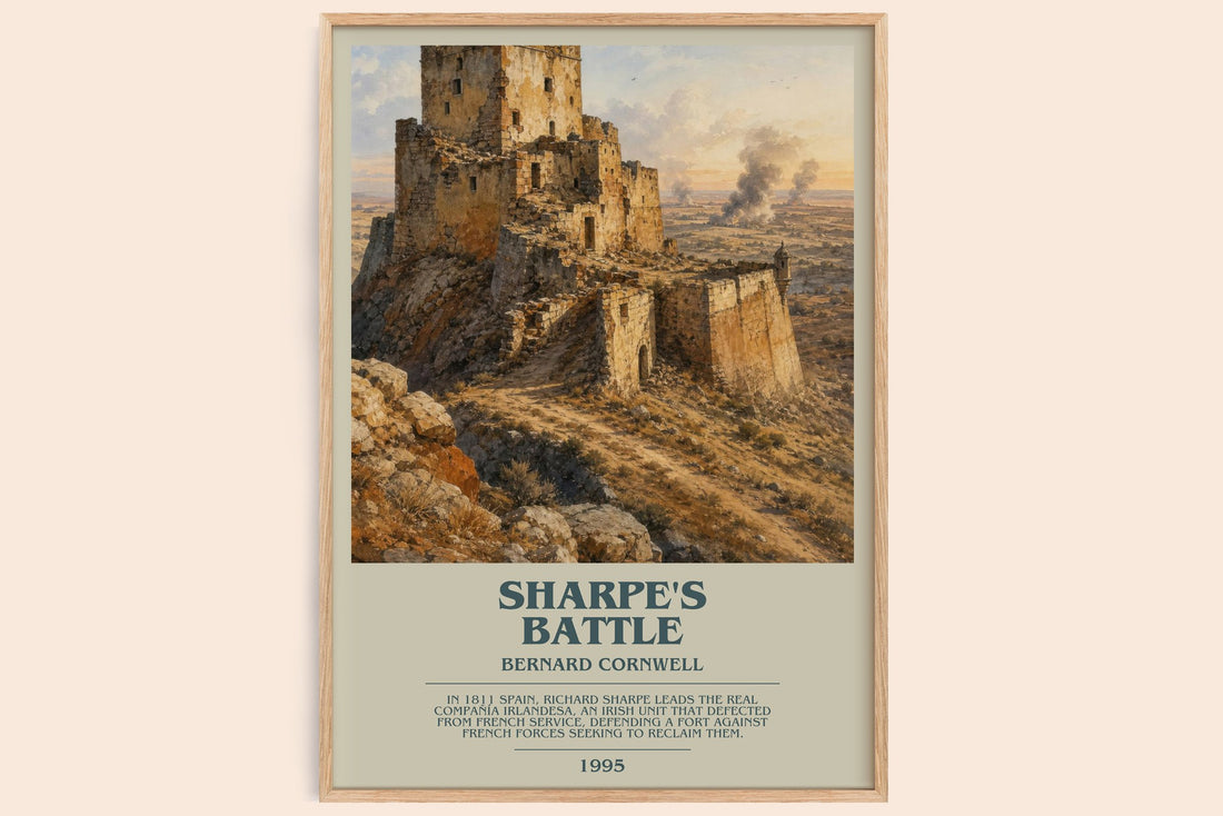 Sharpe's Battle bookish book poster by Bernard Cornwell – framed literary art print
