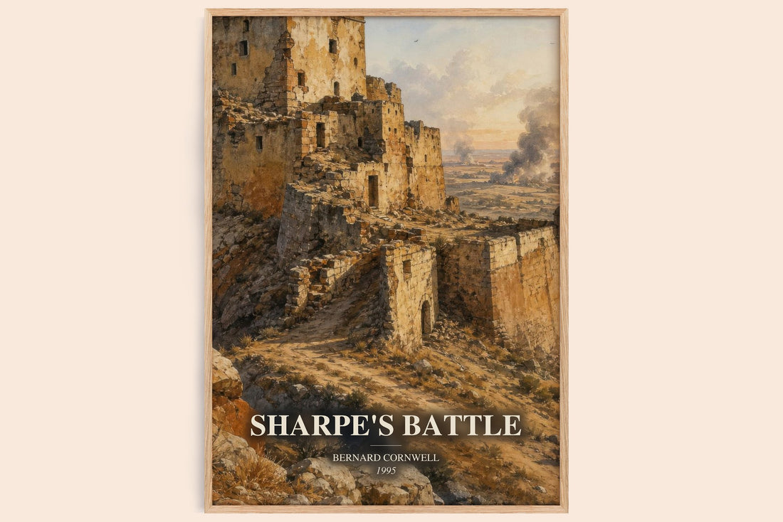 Sharpe's Battle watercolour book poster by Bernard Cornwell – framed literary art print