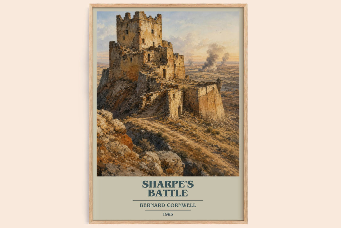 Sharpe's Battle book cover book poster by Bernard Cornwell – framed literary art print