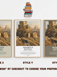 Sharpe's Battle Bookish Wall Art by Bernard Cornwell – Style X, Y and Z side by side – choose your finish