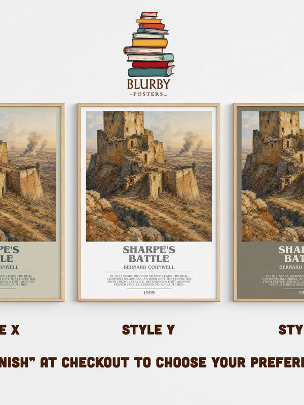 Sharpe's Battle bookish print in frame leaning in hallway – historical fiction wall art