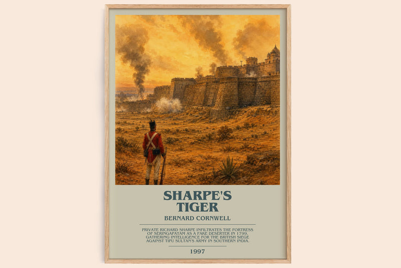 Sharpe's Tiger bookish book poster by Bernard Cornwell – framed literary art print