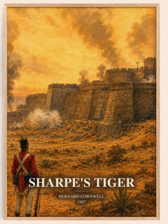 Sharpe's Tiger watercolour book poster by Bernard Cornwell – framed literary art print
