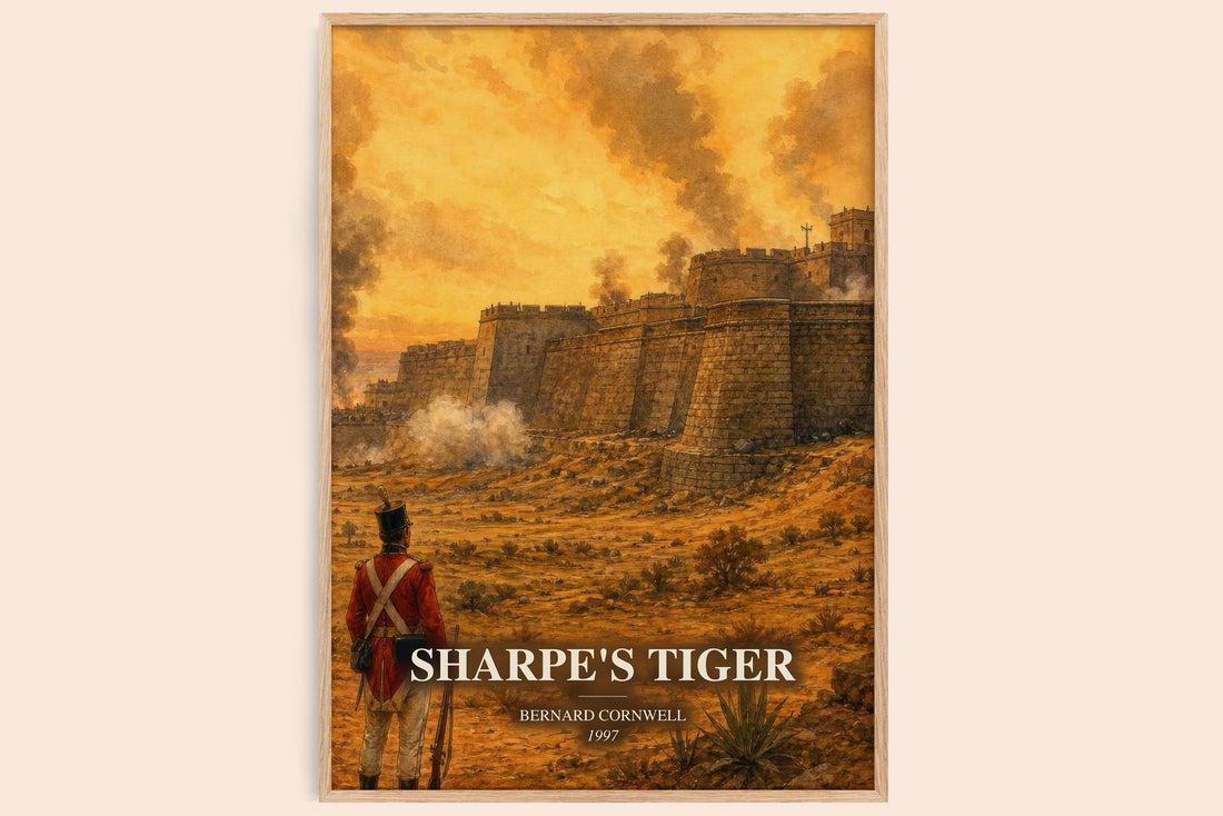 Sharpe's Tiger watercolour book poster by Bernard Cornwell – framed literary art print