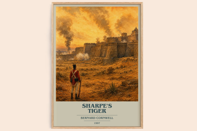 Sharpe's Tiger book cover book poster by Bernard Cornwell – framed literary art print