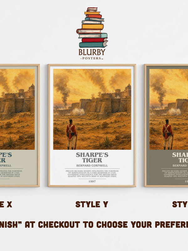 Sharpe's Tiger bookish print in frame leaning in hallway – historical fiction wall art