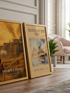 Sharpe's Tiger watercolour print framed by window – literary home decor