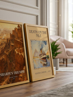 Sharpe's Triumph watercolour print framed by window – literary home decor