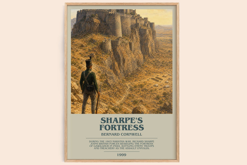 Sharpe's Fortress bookish book poster by Bernard Cornwell – framed literary art print