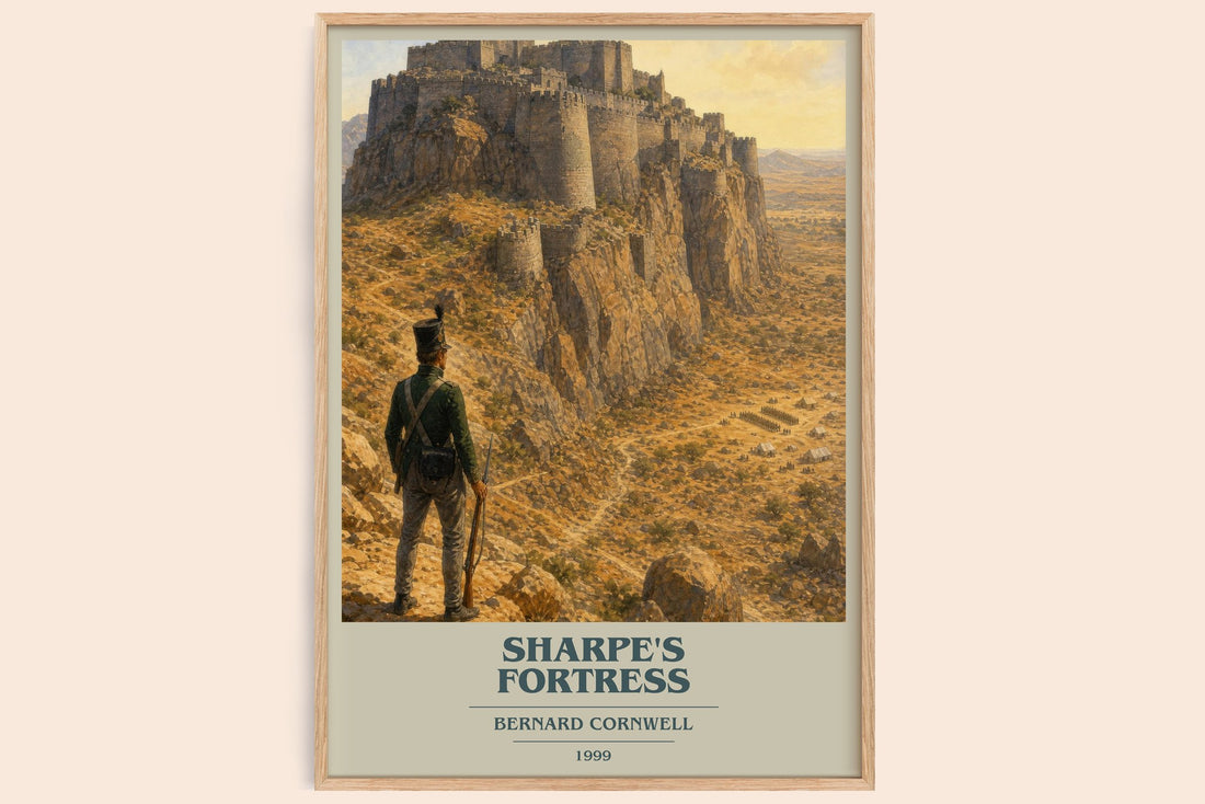 Sharpe's Fortress book cover book poster by Bernard Cornwell – framed literary art print