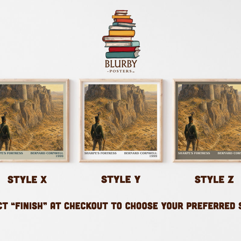 Sharpe's Fortress literary print in frame leaning in hallway – historical fiction wall art