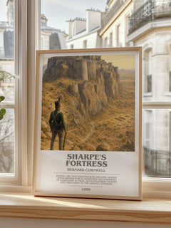 Sharpe's Fortress Bookish Wall Art by Bernard Cornwell – framed print by a bright window
