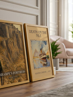 Sharpe's Fortress watercolour print framed by window – literary home decor