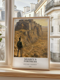 Sharpe's Fortress Book Cover Poster by Bernard Cornwell – framed print by a bright window