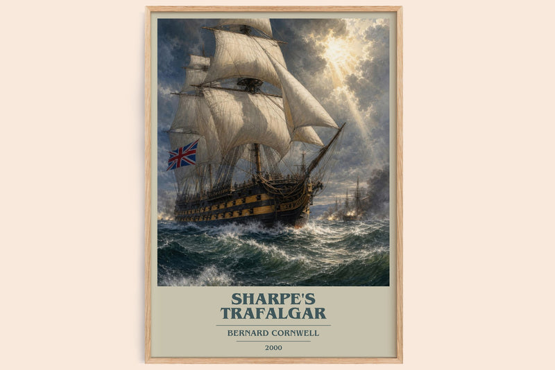 Sharpe's Trafalgar book cover book poster by Bernard Cornwell – framed literary art print