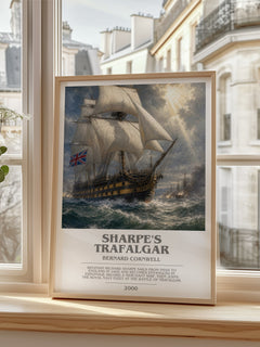 Sharpe's Trafalgar Bookish Wall Art by Bernard Cornwell – framed print by a bright window