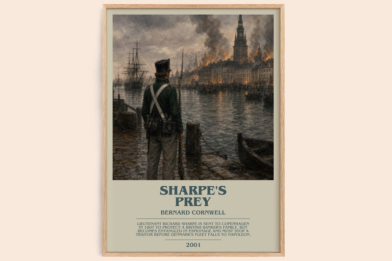 Sharpe's Prey bookish book poster by Bernard Cornwell – framed literary art print