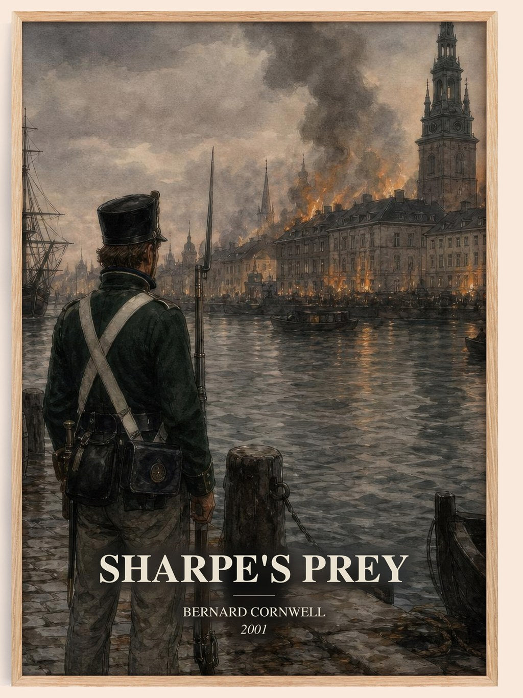 Sharpe's Prey watercolour book poster by Bernard Cornwell – framed literary art print