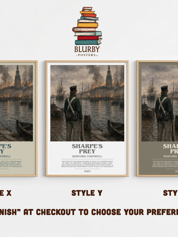 Sharpe's Prey bookish print in frame leaning in hallway – historical fiction wall art