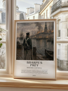 Sharpe's Prey Bookish Wall Art by Bernard Cornwell – framed print by a bright window