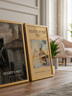 Sharpe's Prey watercolour print framed by window – literary home decor
